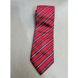 Andrew's Ties Collection Silk Necktie Red Striped Made in Italy Woven Silk